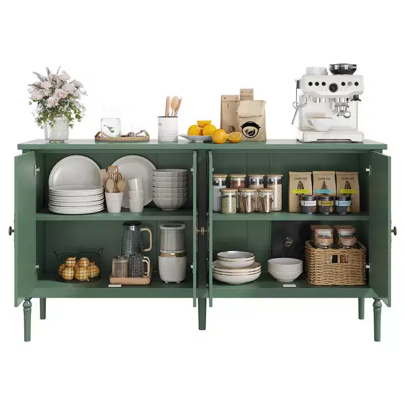 Madia larga 150 cm con funzione contenitore, mobile contenitore da cucina, consolle in legno, mobile decorativo da bar per la sala da pranzo