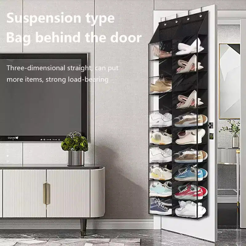 Organizzatore di scarpe da appendere alla porta, Scarpiera sospesa - 20 grandi tasche, Tessuto Oxford a 10 livelli con 4 ganci in metallo, Adatto a scarpe fino alla taglia 49, 163A x 51L x 18P cm