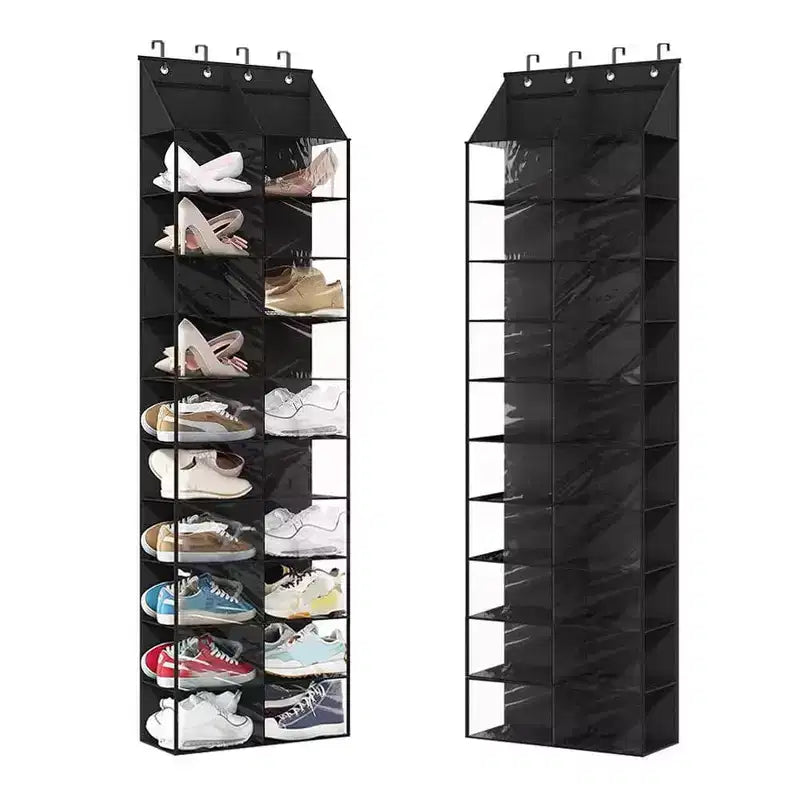 Organizzatore di scarpe da appendere alla porta, Scarpiera sospesa - 20 grandi tasche, Tessuto Oxford a 10 livelli con 4 ganci in metallo, Adatto a scarpe fino alla taglia 49, 163A x 51L x 18P cm