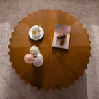 Tavolino rotondo scanalato GDFStudio Kaen Mid-Century Modern Drum