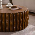 Tavolino rotondo scanalato GDFStudio Kaen Mid-Century Modern Drum