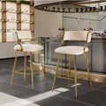 Karl Home Cream Thick Padded Cushion Metal Legs Modern Bar Stool