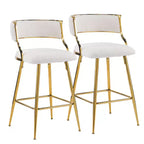 Sgabello da bar moderno Karl Home con gambe in metallo e cuscino imbottito spesso color crema