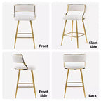Sgabello da bar moderno Karl Home con gambe in metallo e cuscino imbottito spesso color crema