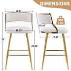 Sgabello da bar moderno Karl Home con gambe in metallo e cuscino imbottito spesso color crema