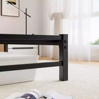 MAYEERTY Letto Matrimoniale Queen Size con Testiera in Legno e Metallo Nero, Luci RGB, Caricatore, Mensola portaoggetti, Silenzioso, Non Richiede Rete a Molle