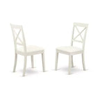 HomeStock Belmont 2 Coastal Cottage X-Back Chair for Dining Room - White, Faux Leather Seat