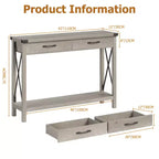 COZONY Tavolo Console da Fattoria da 109 cm con 2 Cassetti e Ripiano Portaoggetti a 2 Livelli, Tavolo Stretto in Legno per Ingresso e Divano, per Corridoio e Soggiorno