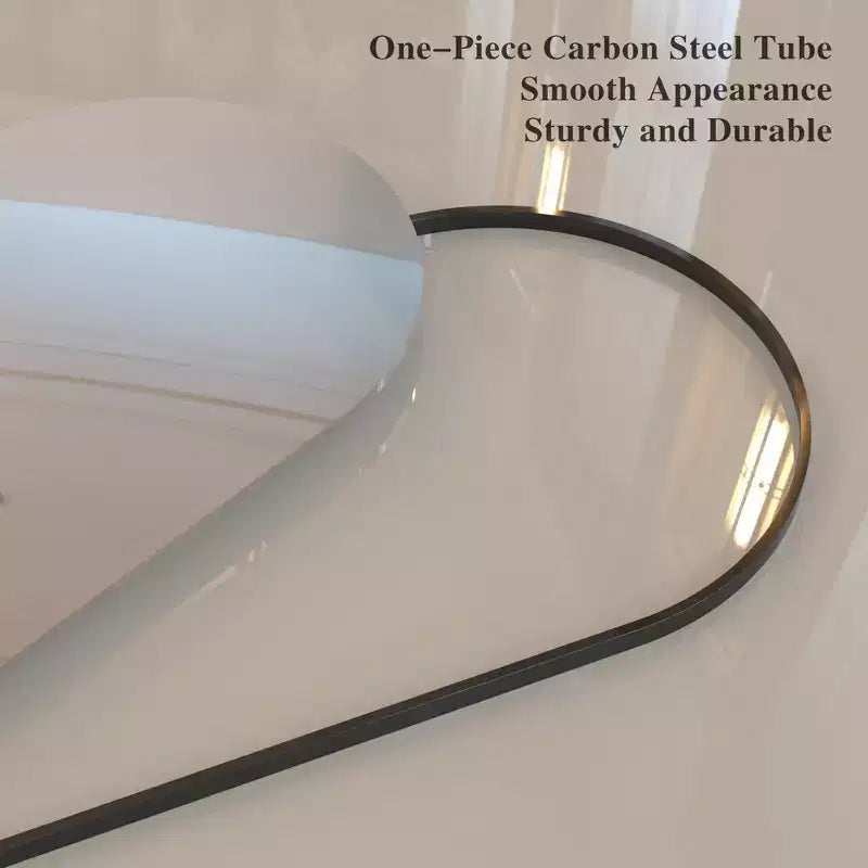 7132 Specchio intero ad arco in alluminio, specchio da soggiorno con cornice in alluminio, grandi specchi da terra per la casa neri