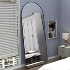 7132 Specchio intero ad arco in alluminio, specchio da soggiorno con cornice in alluminio, grandi specchi da terra per la casa neri