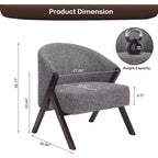 Poltrona Mid-Century Modern con Rivestimento in Bouclé, Sedia Lounge a Basso Profilo per Soggiorno, Camera da Letto, Comoda Poltrona da Lettura con Struttura in Legno