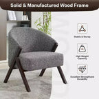 Poltrona Mid-Century Modern con Rivestimento in Bouclé, Sedia Lounge a Basso Profilo per Soggiorno, Camera da Letto, Comoda Poltrona da Lettura con Struttura in Legno