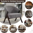 Poltrona Mid-Century Modern con Rivestimento in Bouclé, Sedia Lounge a Basso Profilo per Soggiorno, Camera da Letto, Comoda Poltrona da Lettura con Struttura in Legno