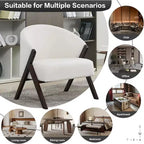 Poltrona Mid-Century Modern con Rivestimento in Bouclé, Sedia Lounge a Basso Profilo per Soggiorno, Camera da Letto, Comoda Poltrona da Lettura con Struttura in Legno