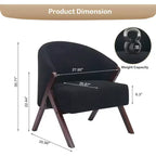 Poltrona Mid-Century Modern con Rivestimento in Bouclé, Sedia Lounge a Basso Profilo per Soggiorno, Camera da Letto, Comoda Poltrona da Lettura con Struttura in Legno