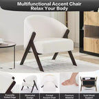 Poltrona Mid-Century Modern con Rivestimento in Bouclé, Sedia Lounge a Basso Profilo per Soggiorno, Camera da Letto, Comoda Poltrona da Lettura con Struttura in Legno
