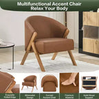 Poltrona Mid-Century Modern con Rivestimento in Bouclé, Sedia Lounge a Basso Profilo per Soggiorno, Camera da Letto, Comoda Poltrona da Lettura con Struttura in Legno
