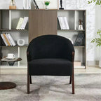 Poltrona Mid-Century Modern con Rivestimento in Bouclé, Sedia Lounge a Basso Profilo per Soggiorno, Camera da Letto, Comoda Poltrona da Lettura con Struttura in Legno