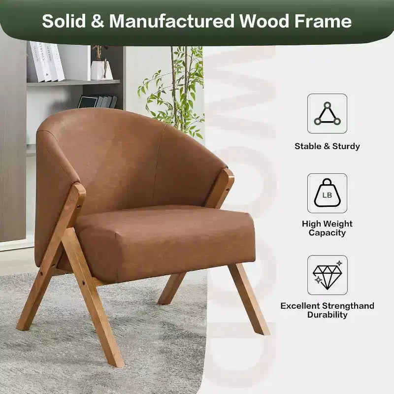 Poltrona Mid-Century Modern con Rivestimento in Bouclé, Sedia Lounge a Basso Profilo per Soggiorno, Camera da Letto, Comoda Poltrona da Lettura con Struttura in Legno