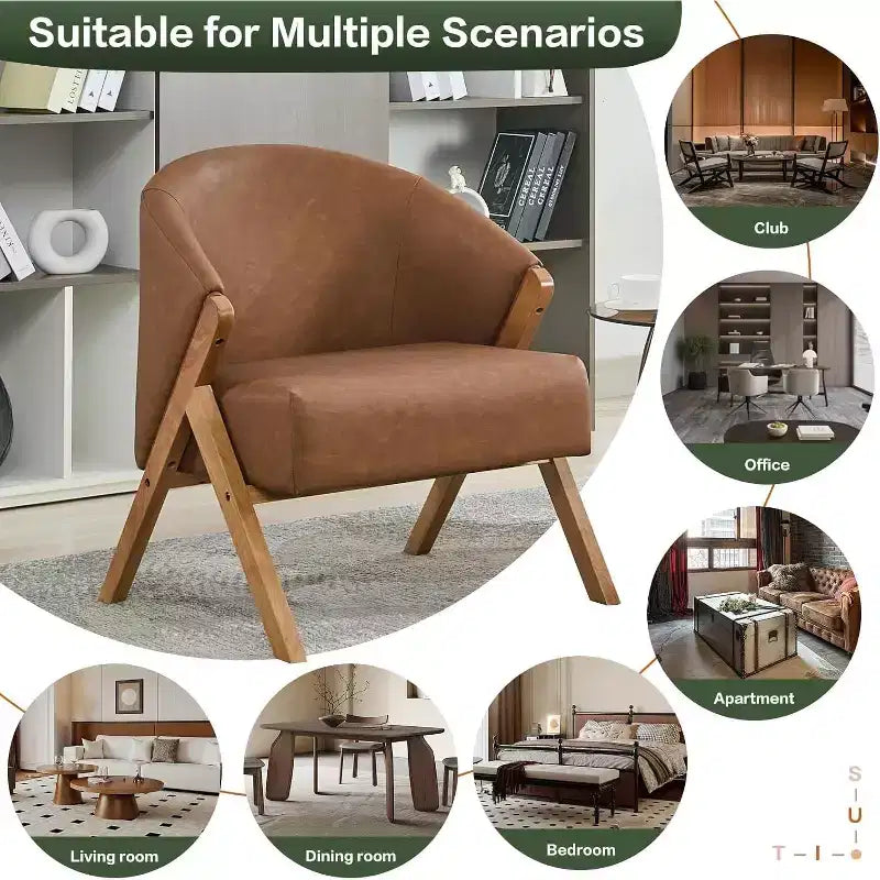 Poltrona Mid-Century Modern con Rivestimento in Bouclé, Sedia Lounge a Basso Profilo per Soggiorno, Camera da Letto, Comoda Poltrona da Lettura con Struttura in Legno