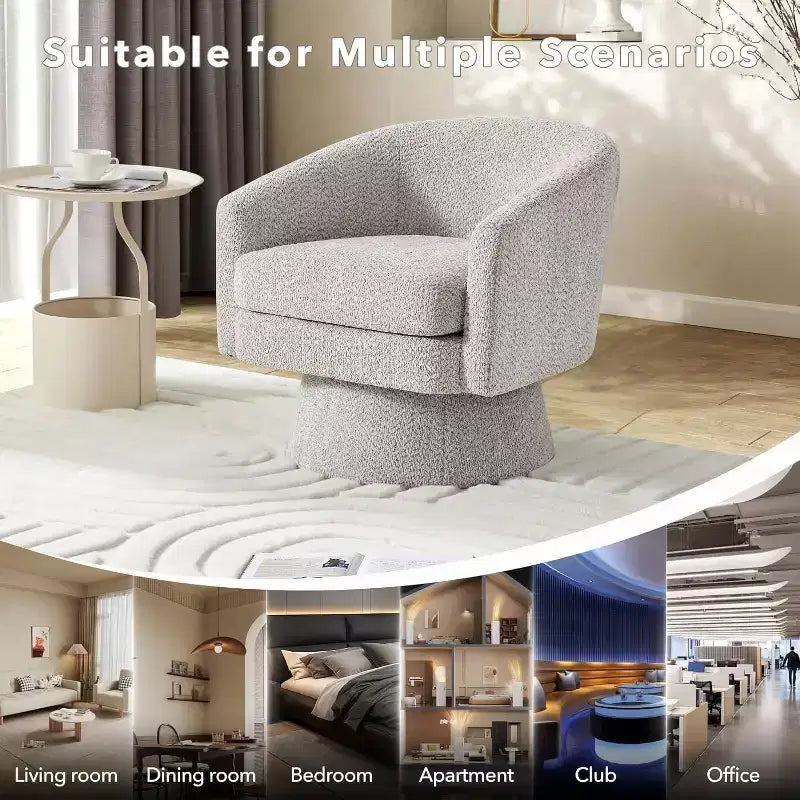 Poltrona direzionale girevole a 360° con supporto lombare, moderna poltrona in ciniglia per soggiorno, camera da letto e ufficio