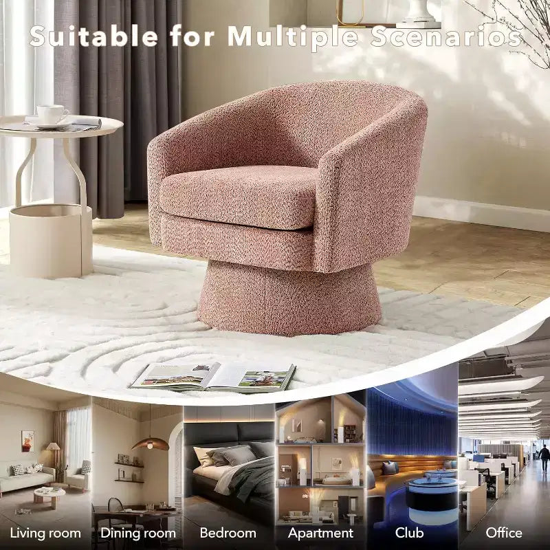 Poltrona direzionale girevole a 360° con supporto lombare, moderna poltrona in ciniglia per soggiorno, camera da letto e ufficio