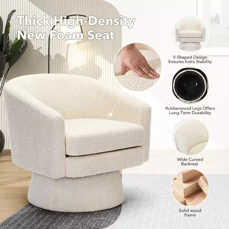 Poltrona direzionale girevole a 360° con supporto lombare, moderna poltrona in ciniglia per soggiorno, camera da letto e ufficio