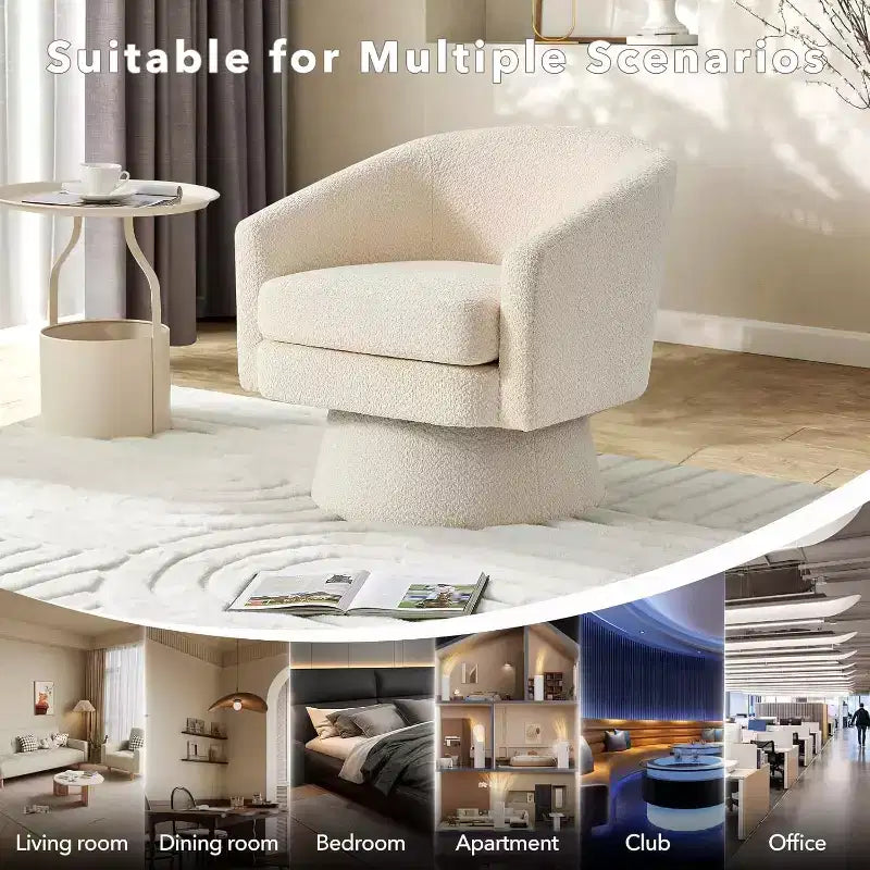 Poltrona direzionale girevole a 360° con supporto lombare, moderna poltrona in ciniglia per soggiorno, camera da letto e ufficio