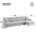 Set Divano Sezionale Modulare Trasformabile a 4 Posti, Divano ad Angolo con Funzione Letto Imbottito, Divanetto a Seduta Profonda con Pouf per Soggiorno, Ufficio, Appartamento