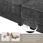 Set Divano Sezionale Modulare Trasformabile a 4 Posti, Divano ad Angolo con Funzione Letto Imbottito, Divanetto a Seduta Profonda con Pouf per Soggiorno, Ufficio, Appartamento