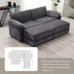Set Divano Sezionale Modulare Trasformabile a 4 Posti, Divano ad Angolo con Funzione Letto Imbottito, Divanetto a Seduta Profonda con Pouf per Soggiorno, Ufficio, Appartamento