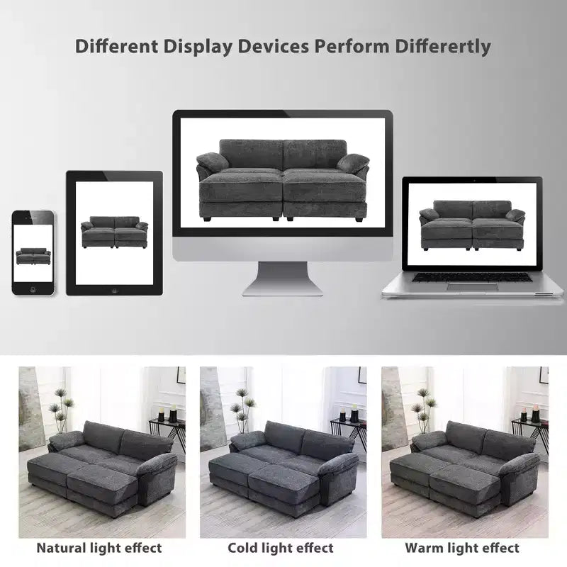 Set Divano Sezionale Modulare Trasformabile a 4 Posti, Divano ad Angolo con Funzione Letto Imbottito, Divanetto a Seduta Profonda con Pouf per Soggiorno, Ufficio, Appartamento