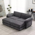 4 Seat Modular Convertible Sectional Sofa Set, Upholstered Sleeper Corner Couch, Deep-Seat Loveseat with Ottoman for Living Room, Office, Apartment