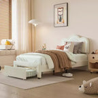 Struttura letto imbottita singola con testiera a montagna regolabile, base letto a piattaforma per bambini con supporto a doghe in legno e luce LED RGB
