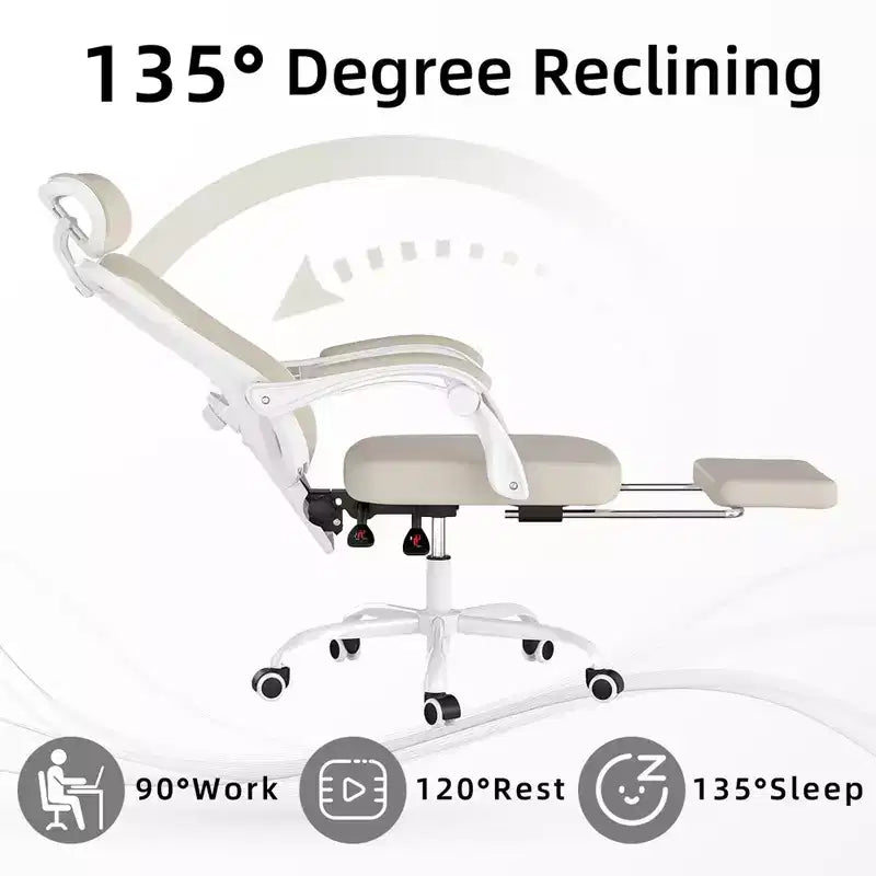 MAYEERTY Sedia da ufficio ergonomica in rete - con poggiatesta, supporto lombare e poggiapiedi per ufficio domestico e studio (Kaki)