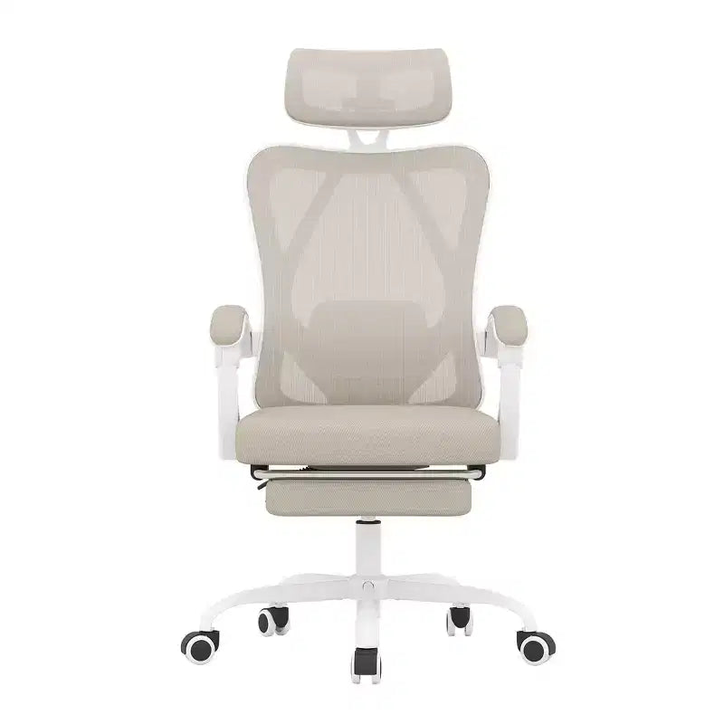 MAYEERTY Sedia da ufficio ergonomica in rete - con poggiatesta, supporto lombare e poggiapiedi per ufficio domestico e studio (Kaki)