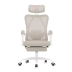 MAYEERTY Sedia da ufficio ergonomica in rete - con poggiatesta, supporto lombare e poggiapiedi per ufficio domestico e studio (Kaki)