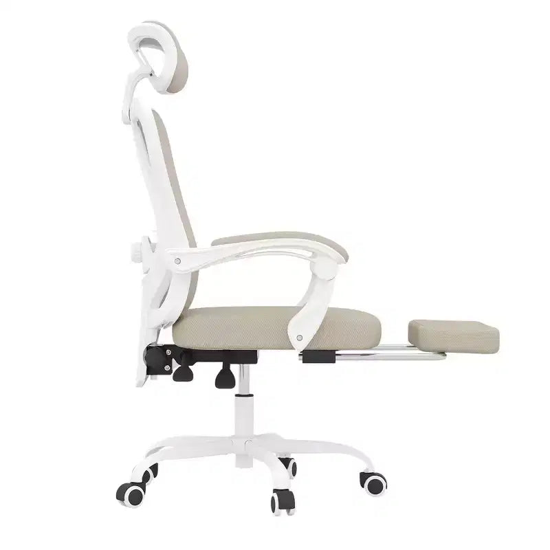 MAYEERTY Sedia da ufficio ergonomica in rete - con poggiatesta, supporto lombare e poggiapiedi per ufficio domestico e studio (Kaki)