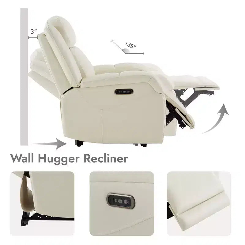 Fauteuil inclinable électrique Spruce & Spring avec appuie-tête électrique et ports de chargement