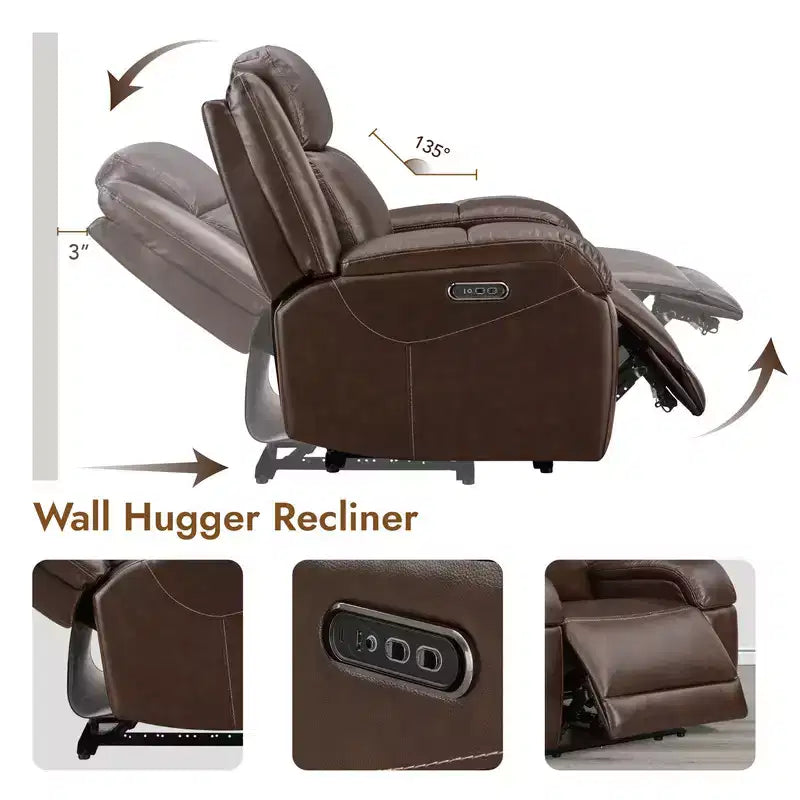 Fauteuil inclinable électrique Spruce & Spring avec appuie-tête électrique et ports de chargement