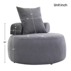 Poltrona rotonda oversize GustoWave, divano moderno imbottito con cuscini, comoda poltrona per salotto, tessuto ciniglia, grigio chiaro