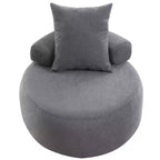 Poltrona rotonda oversize GustoWave, divano moderno imbottito con cuscini, comoda poltrona per salotto, tessuto ciniglia, grigio chiaro