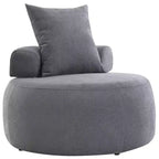 Poltrona rotonda oversize GustoWave, divano moderno imbottito con cuscini, comoda poltrona per salotto, tessuto ciniglia, grigio chiaro