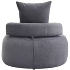 Poltrona rotonda oversize GustoWave, divano moderno imbottito con cuscini, comoda poltrona per salotto, tessuto ciniglia, grigio chiaro