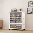 Wardrobe Closet, Stackable Storage Cabinet, Clothes Cabinet with Doors, Wheels and Hanging Rods for Home Living Room