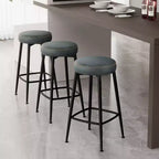 Dyonery Set di 2 Sgabelli da Bar, Altezza 67 cm, Moderni Girevoli di Metà Secolo con Schienale, Base in Metallo, Ecopelle - Verde