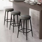 Dyonery Set di 2 Sgabelli da Bar, Altezza 67 cm, Moderni Girevoli di Metà Secolo con Schienale, Base in Metallo, Ecopelle - Verde