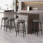 Dyonery Set di 2 Sgabelli da Bar, Altezza 67 cm, Moderni Girevoli di Metà Secolo con Schienale, Base in Metallo, Ecopelle - Verde