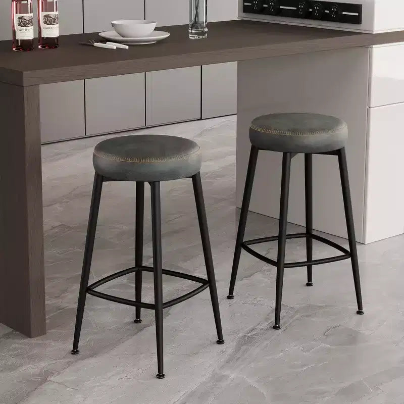 Dyonery Set di 2 Sgabelli da Bar, Altezza 67 cm, Moderni Girevoli di Metà Secolo con Schienale, Base in Metallo, Ecopelle - Verde