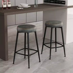 Dyonery Set di 2 Sgabelli da Bar, Altezza 67 cm, Moderni Girevoli di Metà Secolo con Schienale, Base in Metallo, Ecopelle - Verde